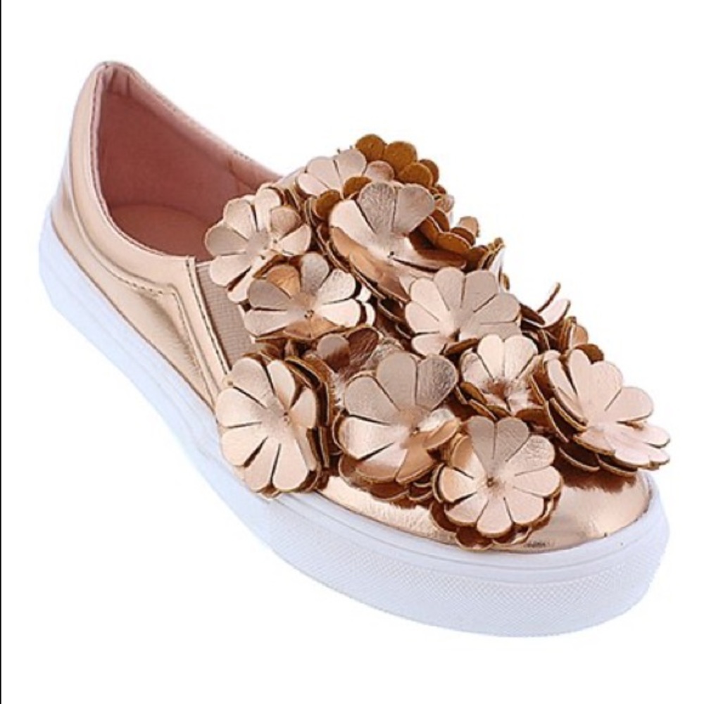 Liliana Rose Gold Floral-Accent Carti Slip-On Sneakers